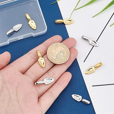 8Pcs 2 Style 304 Stainless Steel Glue-on Flat Pad Pendant Bails STAS-UN0039-95-1