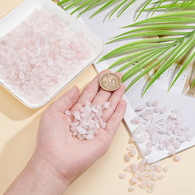 Natural Rose Quartz Chip Bead Strands G-GA0001-46-1