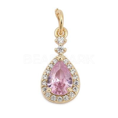 Brass Pave Cubic Zirconia Pendants KK-Q096-14D-G-1