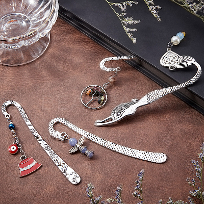12Pcs 12 Styles Tibetan Style Alloy Bookmarks PALLOY-SC0003-81-1