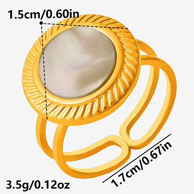 304 Stainless Steel with Natural Shell Cuff Open Rings for Women CR7720-3-1