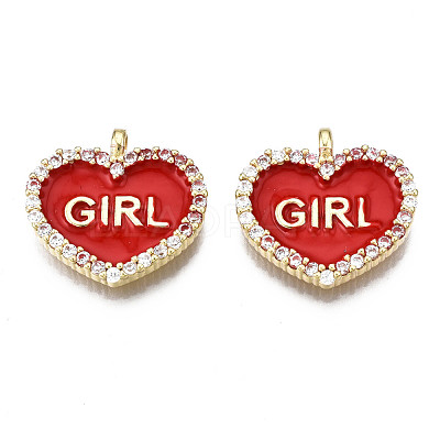 Brass Micro Pave Clear Cubic Zirconia Pendants KK-Q769-007-NF-1