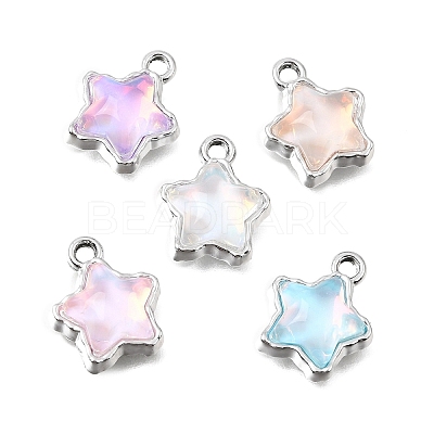 UV Plating Alloy and Glass Pendants GL-CBA6CEF-01P-1