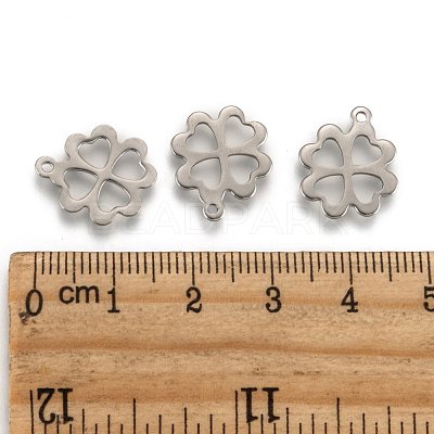 Tarnish Resistant 304 Stainless Steel Four Leaf Clover Charms Pendants STAS-M004-01-1