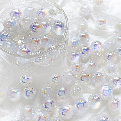 Rainbow Iridescent Plating Acrylic Beads FIND-B077-01A-1