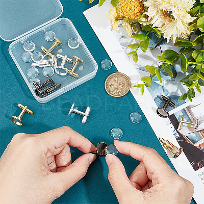 12Pcs 3 Colors Brass Cuff Button BUTT-UN0001-22-1