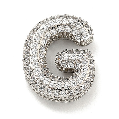 Platinum Plated Brass Micro Pave Cubic Zirconia Pendants KK-L073-001P-G-1