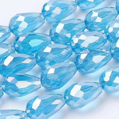 Electroplate Glass Beads Strands EGLA-D015-15x10mm-22-1