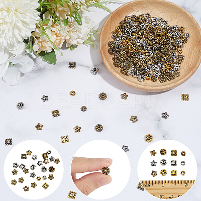 240Pcs 12 Styles Tibetan Style Alloy Spacer Beads TIBE-SC0002-59A-1