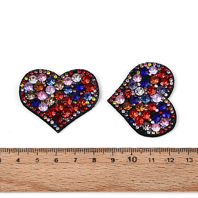 Heart Hotfix Glass Rhinestone with Cloth Patches PATC-T002-02E-1