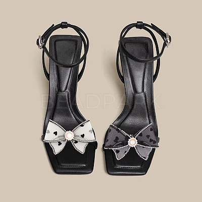 4Pcs 2 Style Heart Pattern Organza Bowknot Shoe Decorations DIY-FH0005-76-1