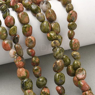 Natural Unakite Beads Strands G-C286-A13-1