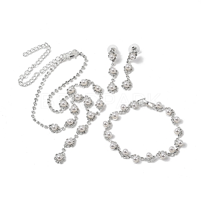 Brass Rhinestones Necklaces & Earring & Bracelets Sets for Women WGF929C-02-1