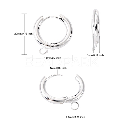 201 Stainless Steel Huggie Hoop Earring Findings STAS-P283-01E-S-1