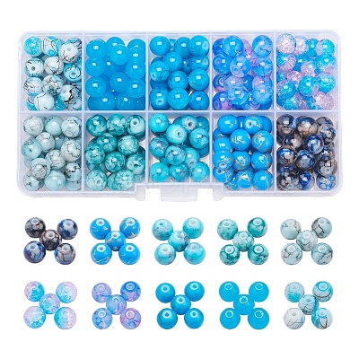 10 Style Spray Painted & Drawbench Transparent & Baking Paint Glass Beads GLAA-YW0001-26B-1