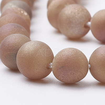 Electroplate Natural Druzy Geode Weathered Agate Beads Strands G-S284-10mm-08-1