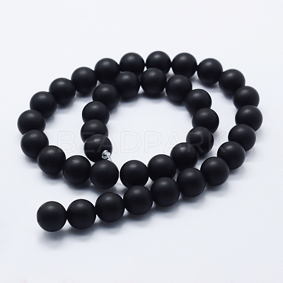 Natural Black Agate Beads Strands G-P369-04-10mm-1