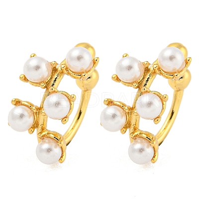 Rack Plating Brass ABS Imitation Pearl Clip-on Earrings EJEW-B061-10G-1