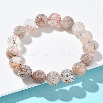 Natural Rutilated Quartz Round Beads Stretch Bracelets for Women BJEW-Z158-03D-02-1