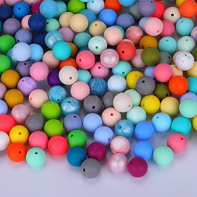 Round Silicone Focal Beads SI-JX0046A-93-1