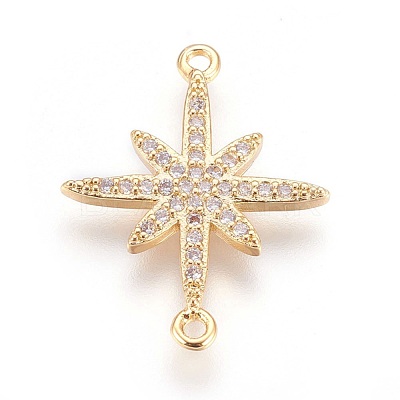 Brass Micro Pave Cubic Zirconia Links ZIRC-F088-003G-1