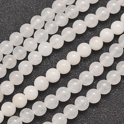 Natural Round White Jade Bead Strands G-P070-01-8mm-1