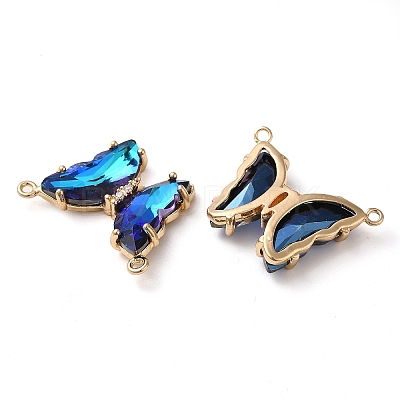 Brass Pave Faceted Glass Connector Charms FIND-Z020-03G-1