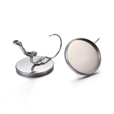 Tarnish Resistant 304 Stainless Steel Leverback Earring Settings STAS-F191-03P-16mm-1