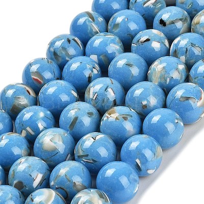 Assembled Synthetic Stone and Trochus Shell Beads Strands G-B128-08D-08-1