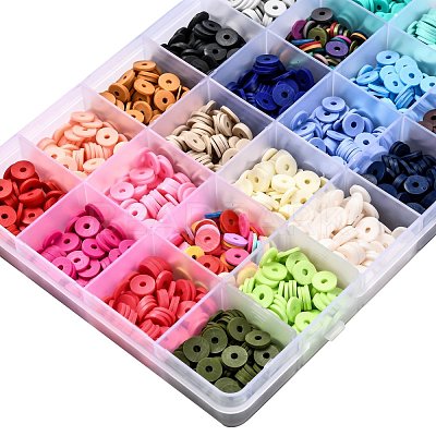 24 Colors Handmade Polymer Clay Beads CLAY-X0011-03C-1