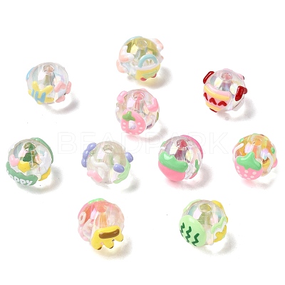 10Pcs 10 Styles DIY Handmade Transparent Acrylic Enamel Beads MACR-FS0002-41-1