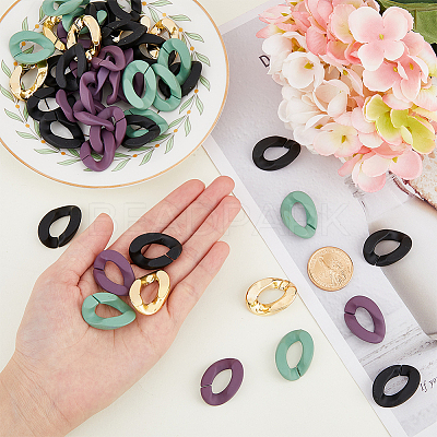Spray Painted ABS Plastic & Acrylic Linking Rings OACR-FH0001-040-1