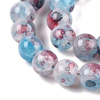 Baking Paint Crackle Glass Bead Strands DGLA-R053-03I-1-1
