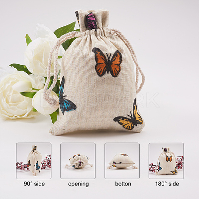 Polycotton(Polyester Cotton) Packing Pouches Drawstring Bags ABAG-T004-10x14-03-1