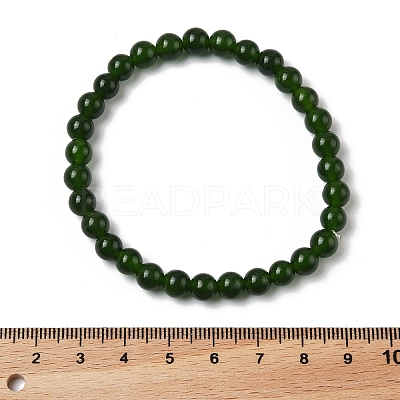 Natural TaiWan Jade Bead Stretch Bracelets BJEW-K212-A-019-1