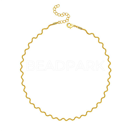 Brass Twist Wave Link Chain Necklace for Women DN6472-1-1