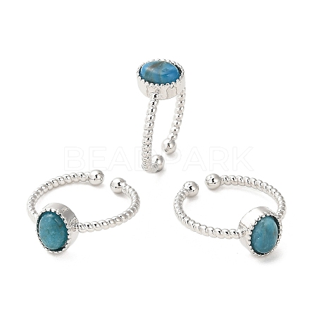 Natural Apatite Open Cuff Ring RJEW-M166-04P-G-1