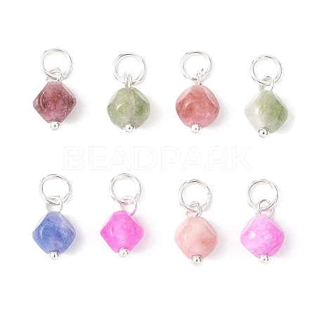 Natural Colorful Tourmaline Dice Charms PALLOY-JF04580-03-1