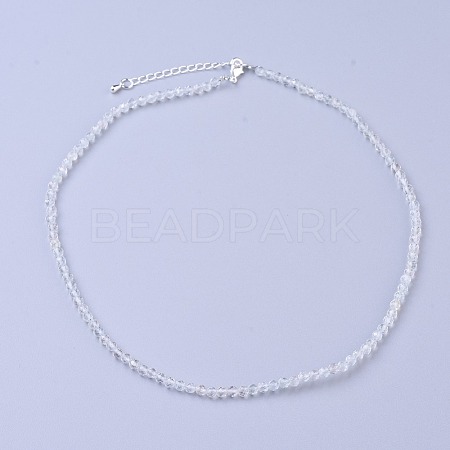 Natural White Topaz Beaded Necklaces NJEW-K114-A-A09-1