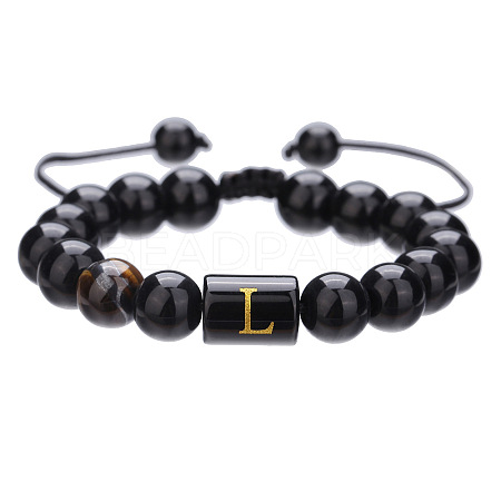 Adjustable Natural Tiger Eye and Glass Beaded Braided Bead Bracelets for Men Women FS-WGD7D76-12-1