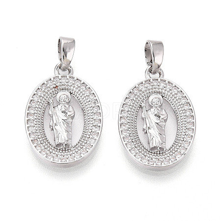 Religion Brass Micro Pave Cubic Zirconia Pendants KK-T073-49P-1
