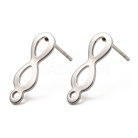 Non-Tarnish Infinity Shape 201 Stainless Steel Stud Earrings Findings STAS-Q251-06P-1