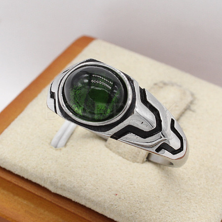 316L Surgical Stainless Steel and Synthetic Gemstone Finger Rings for Men FS-WG3E90C-11-1