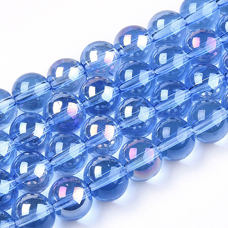 Electroplate Transparent Glass Beads Strands GLAA-T032-T6mm-AB04-1