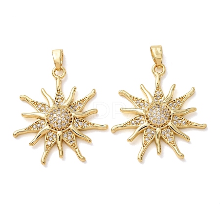 Brass Micro Pave Clear Cubic Zirconia Pendants CU-CBA2907-03A-G-1