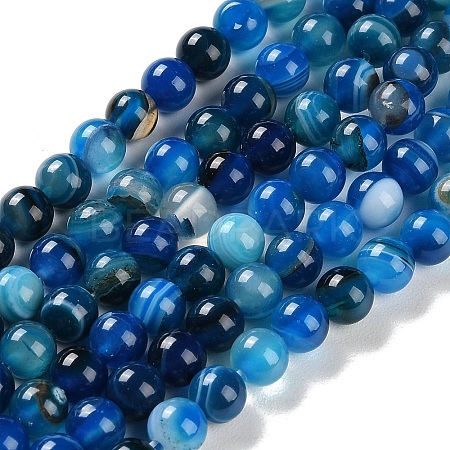Natural Striped Agate/Banded Agate Beads Strands G-Z060-A01-B25-1