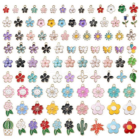 100Pcs 100 Style Alloy Enamel Charms ENAM-YW0002-52-1