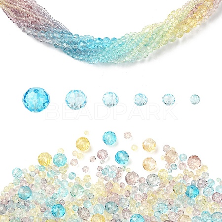 6 Styles Gradient Color Transparent Painted Glass Beads Strands DGLA-YW0001-28O-1