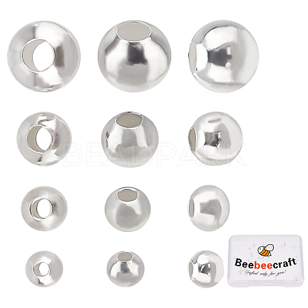 40Pcs 4 Style 925 Sterling Silver Beads STER-BBC0001-10-1