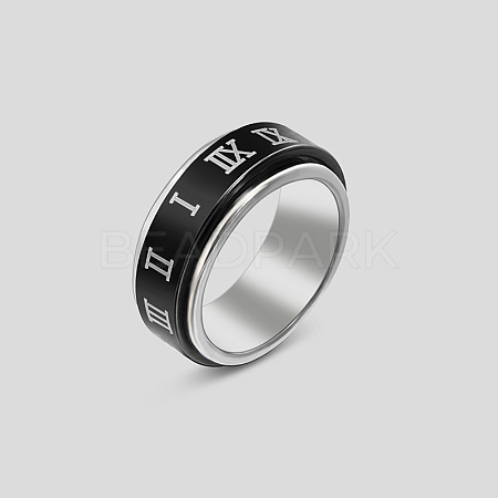 Rotatable 304 Stainless Steel Finger Rings FS-WGF1F3F-16-1